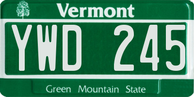 VT license plate YWD245