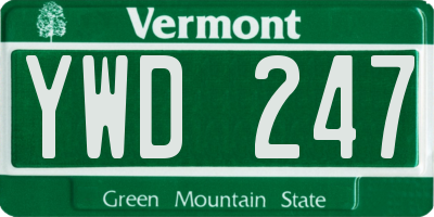 VT license plate YWD247