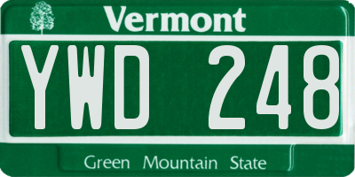 VT license plate YWD248
