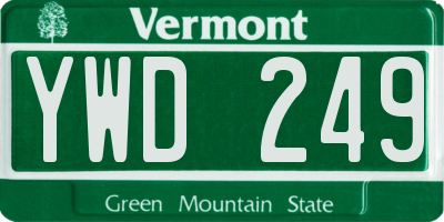 VT license plate YWD249