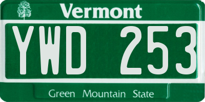 VT license plate YWD253