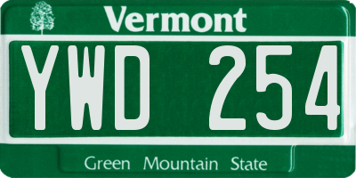 VT license plate YWD254