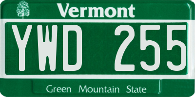 VT license plate YWD255