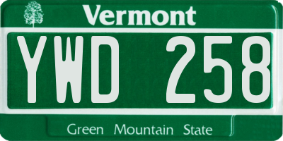 VT license plate YWD258
