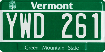 VT license plate YWD261