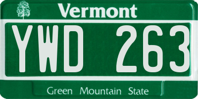 VT license plate YWD263