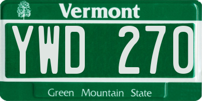 VT license plate YWD270