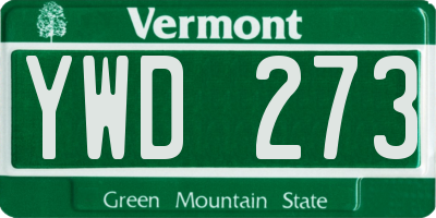VT license plate YWD273