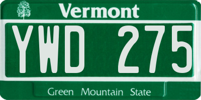 VT license plate YWD275