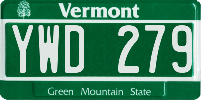 VT license plate YWD279