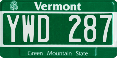 VT license plate YWD287