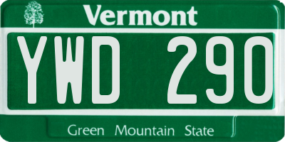 VT license plate YWD290