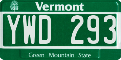 VT license plate YWD293