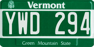 VT license plate YWD294
