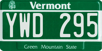 VT license plate YWD295