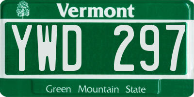 VT license plate YWD297