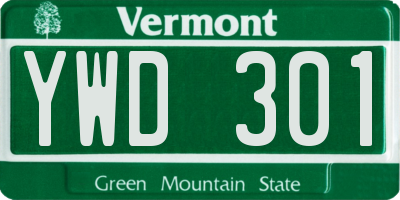 VT license plate YWD301