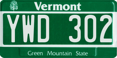 VT license plate YWD302