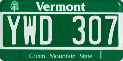 VT license plate YWD307