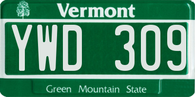 VT license plate YWD309