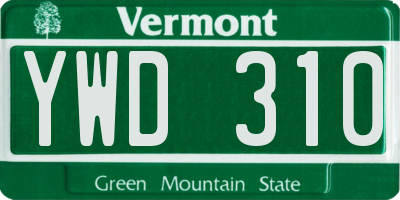 VT license plate YWD310