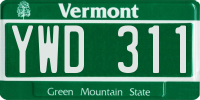 VT license plate YWD311