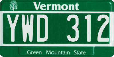 VT license plate YWD312