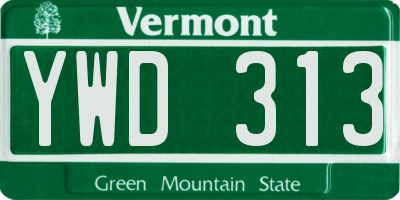 VT license plate YWD313
