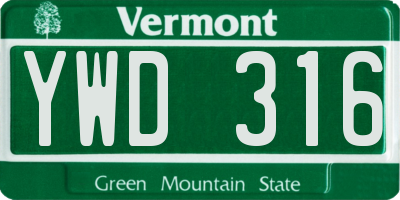 VT license plate YWD316