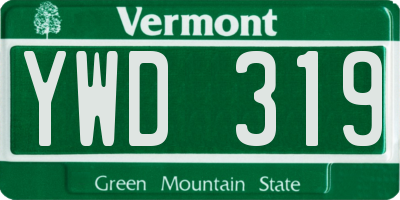 VT license plate YWD319