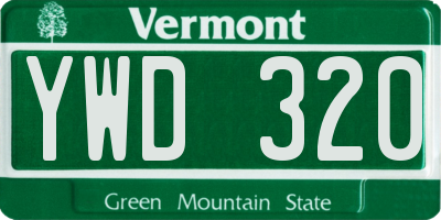 VT license plate YWD320