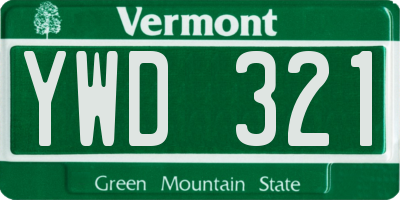 VT license plate YWD321