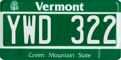 VT license plate YWD322