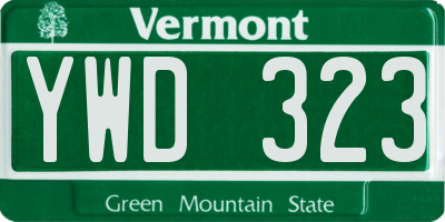 VT license plate YWD323