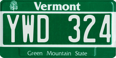 VT license plate YWD324