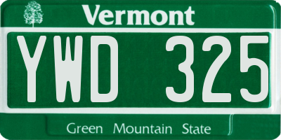 VT license plate YWD325