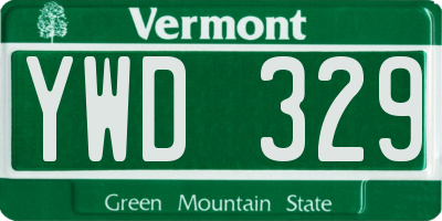 VT license plate YWD329