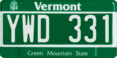 VT license plate YWD331