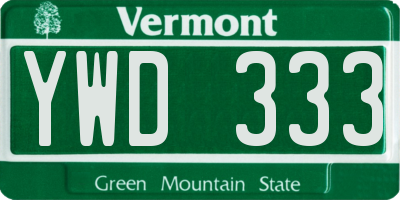 VT license plate YWD333