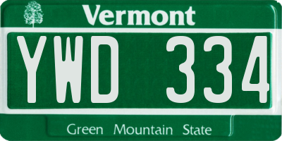 VT license plate YWD334