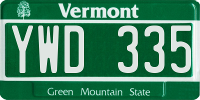 VT license plate YWD335