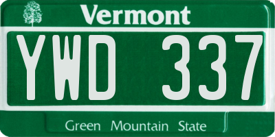 VT license plate YWD337