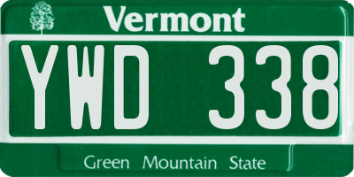 VT license plate YWD338