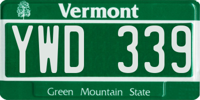 VT license plate YWD339