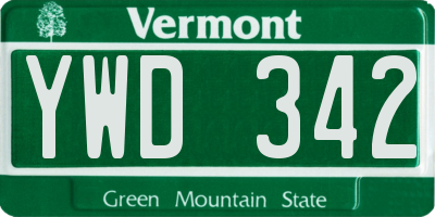 VT license plate YWD342