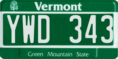 VT license plate YWD343