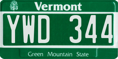 VT license plate YWD344