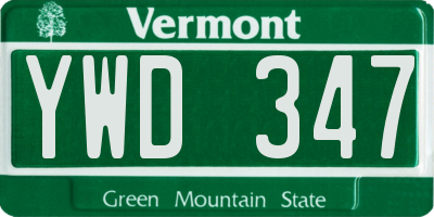 VT license plate YWD347