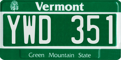 VT license plate YWD351