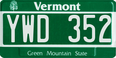 VT license plate YWD352